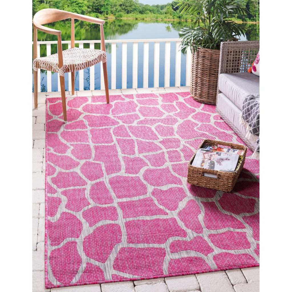 unique loom outdoor giraffe osf001pin pink rug