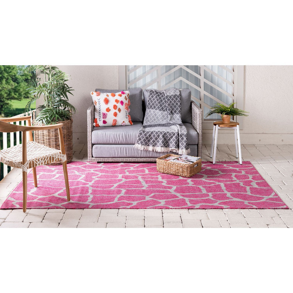 unique loom outdoor giraffe osf001pin pink rug