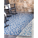 unique loom outdoor leopard osf002blu blue rug
