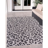 unique loom outdoor leopard osf002blk black rug