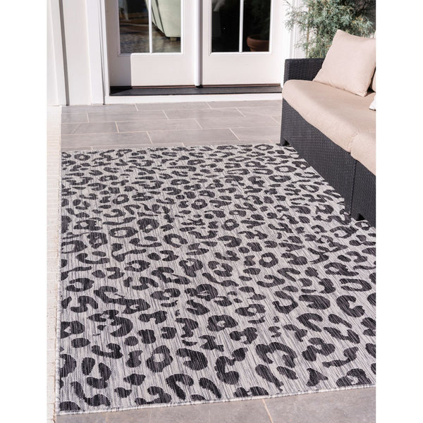 unique loom outdoor leopard osf002blk black rug