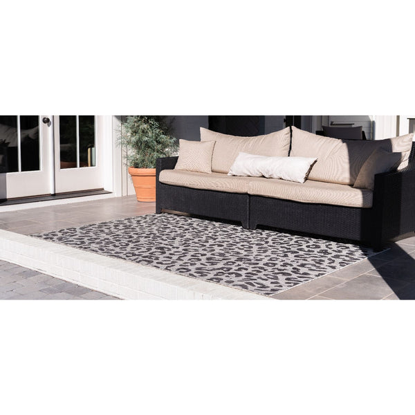 unique loom outdoor leopard osf002blk black rug