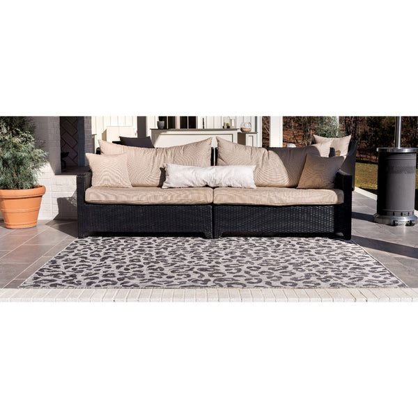 unique loom outdoor leopard osf002blk black rug
