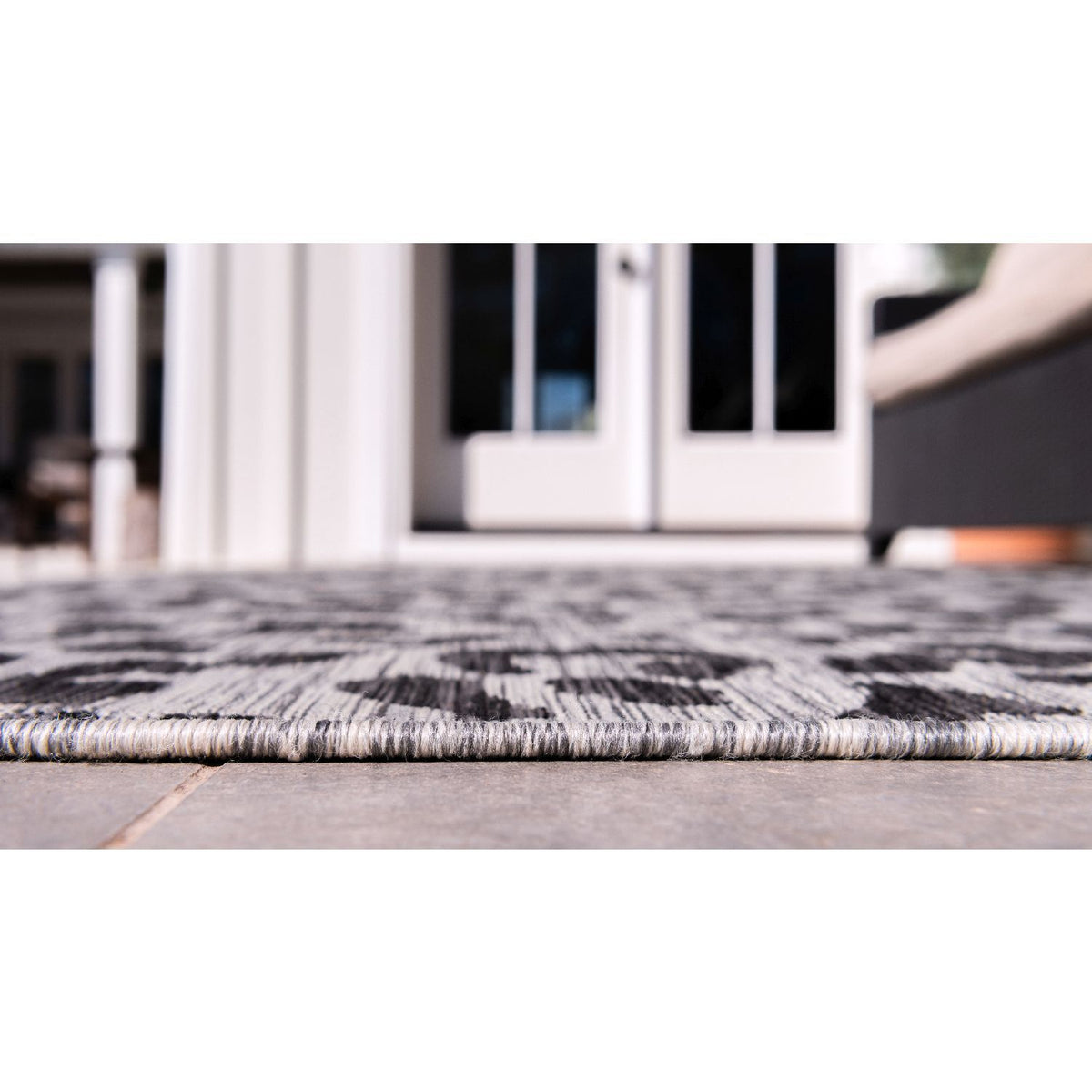 unique loom outdoor leopard osf002blk black rug