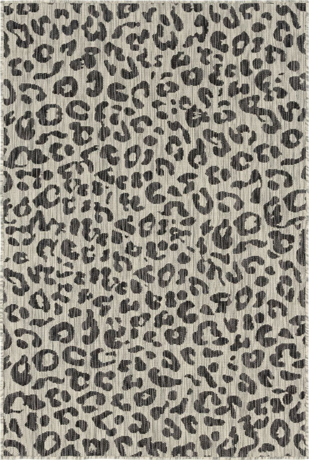 Unique Loom Outdoor Leopard OSF002BLK Black Rug