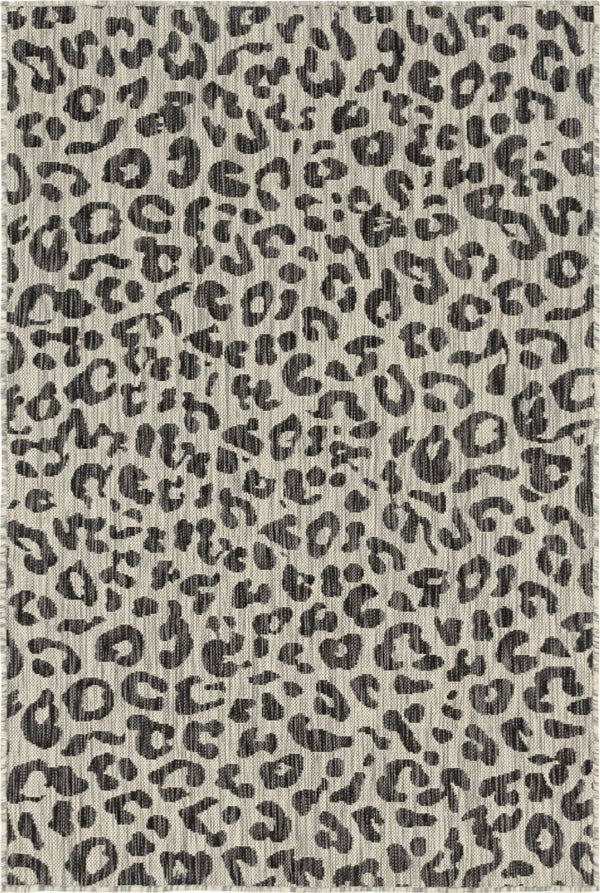Unique Loom Outdoor Leopard OSF002BLK Black Rug