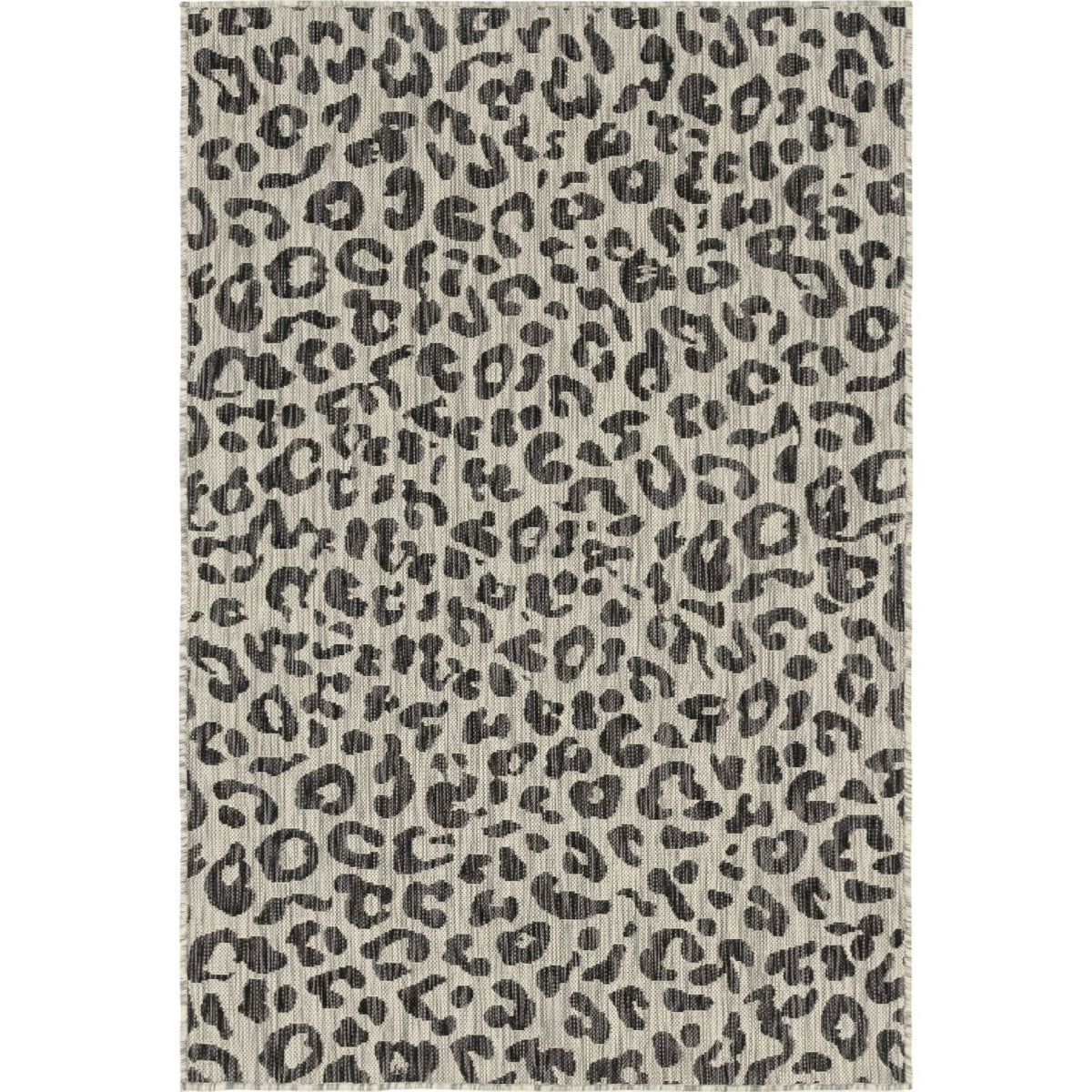 Unique Loom Outdoor Leopard OSF002BLK Black Rug