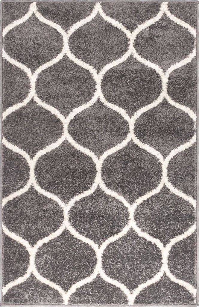 unique loom rounded trellis frieze trf003dgr dark gray rug
