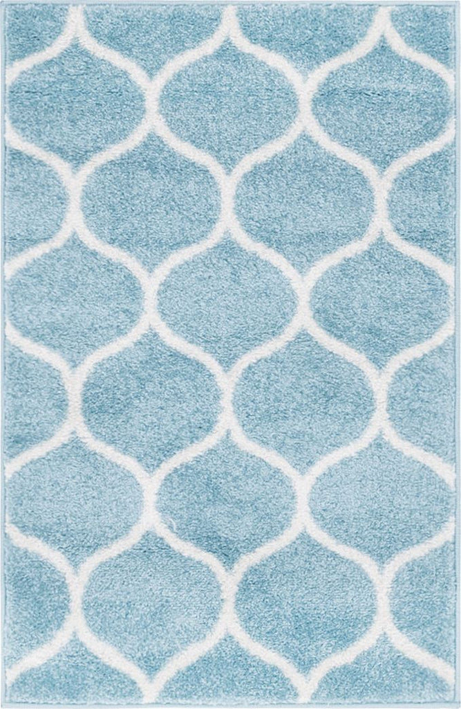 unique loom rounded trellis frieze trf003lbl light blue rug