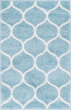 unique loom rounded trellis frieze trf003lbl light blue rug
