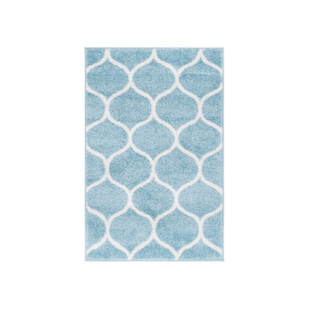 unique loom rounded trellis frieze trf003lbl light blue rug