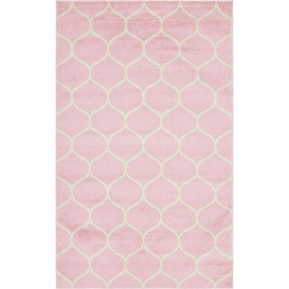 Unique Loom Rounded Trellis Frieze TRF003PIN Pink Rug