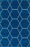 unique loom geometric trellis frieze trf002nvb navy blue rug
