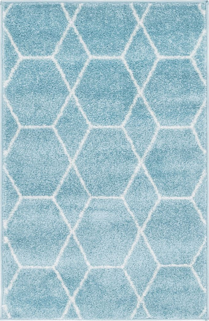 unique loom geometric trellis frieze trf002lbl light blue rug
