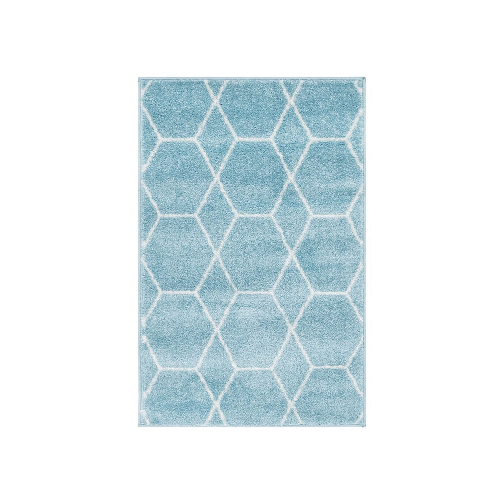 unique loom geometric trellis frieze trf002lbl light blue rug
