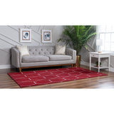 unique loom geometric trellis frieze trf002red red rug