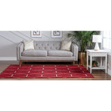 unique loom geometric trellis frieze trf002red red rug