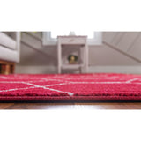 unique loom geometric trellis frieze trf002red red rug