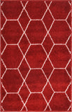 Unique Loom Geometric Trellis Frieze TRF002RED Red Rug