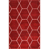 Unique Loom Geometric Trellis Frieze TRF002RED Red Rug