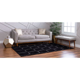 unique loom geometric trellis frieze trf002blk black rug
