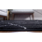 unique loom geometric trellis frieze trf002blk black rug