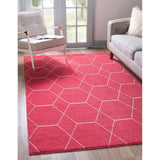 unique loom geometric trellis frieze trf002pin pink rug