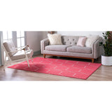 unique loom geometric trellis frieze trf002pin pink rug