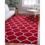 unique loom rounded trellis frieze trf003red red rug