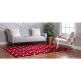 unique loom rounded trellis frieze trf003red red rug