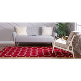unique loom rounded trellis frieze trf003red red rug