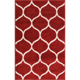 Unique Loom Rounded Trellis Frieze TRF003RED Red Rug