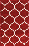 Unique Loom Rounded Trellis Frieze TRF003RED Red Rug