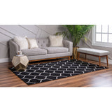 unique loom rounded trellis frieze trf003blk black rug