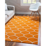unique loom rounded trellis frieze trf003org orange rug