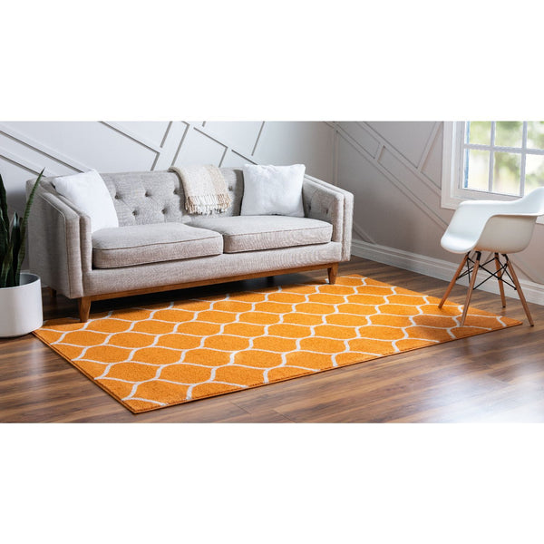 unique loom rounded trellis frieze trf003org orange rug