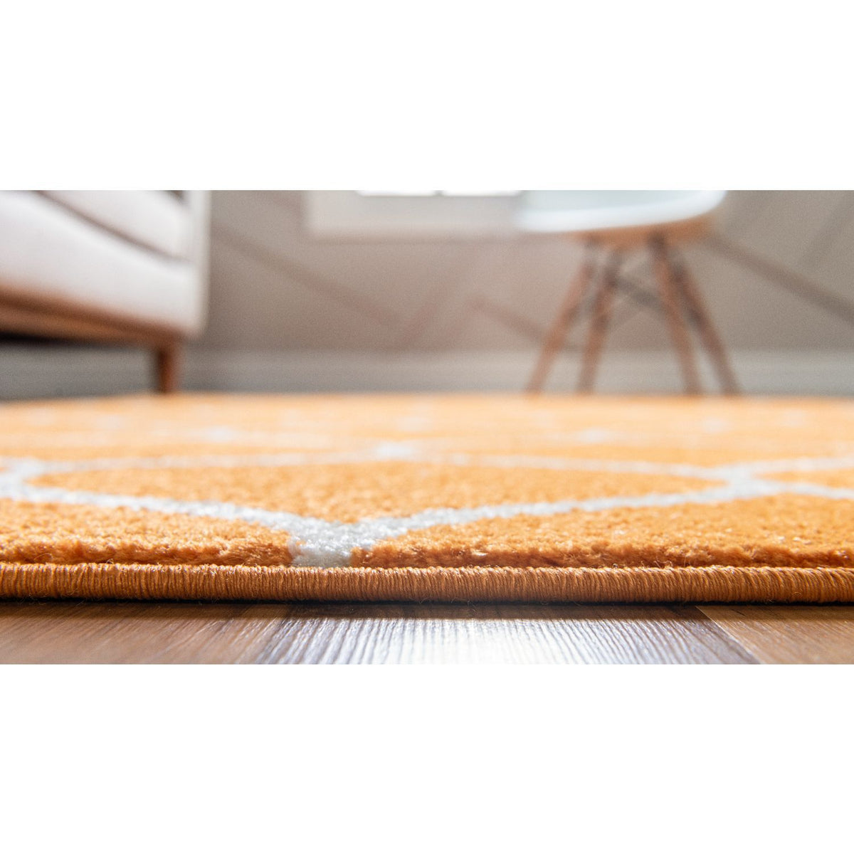 unique loom rounded trellis frieze trf003org orange rug
