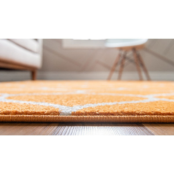 unique loom rounded trellis frieze trf003org orange rug