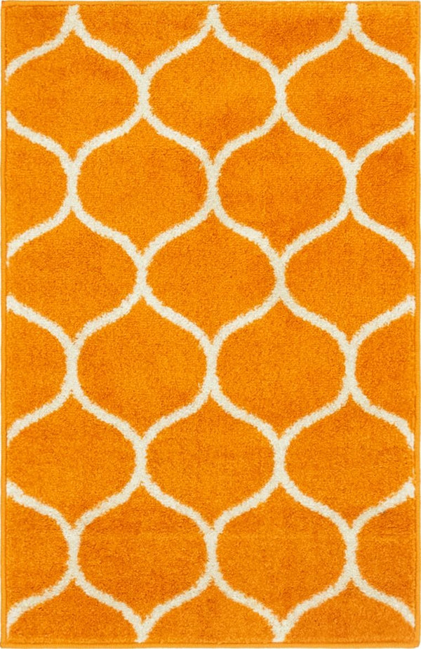 unique loom rounded trellis frieze trf003org orange rug