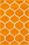 unique loom rounded trellis frieze trf003org orange rug