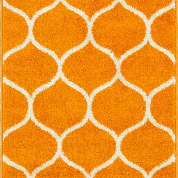 Unique Loom Rounded Trellis Frieze TRF003ORG Orange Rug