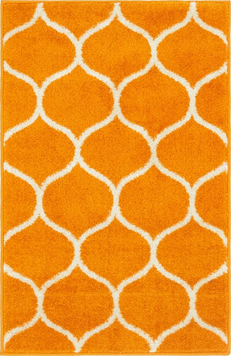 Unique Loom Rounded Trellis Frieze TRF003ORG Orange Rug