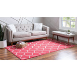 unique loom rounded trellis frieze trf003rsp rasberry rug