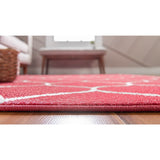 unique loom rounded trellis frieze trf003rsp rasberry rug