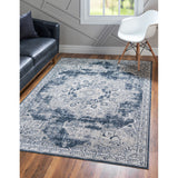 unique loom chateau roosevelt vil001nvb navy blue rug