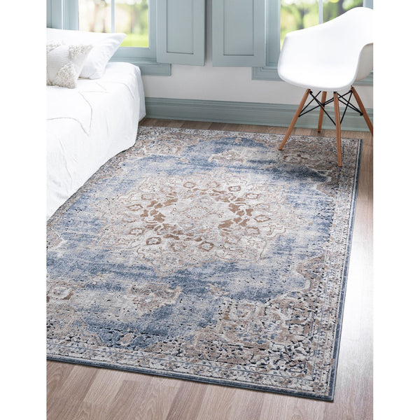 unique loom chateau roosevelt vil001blb navy blue beige rug