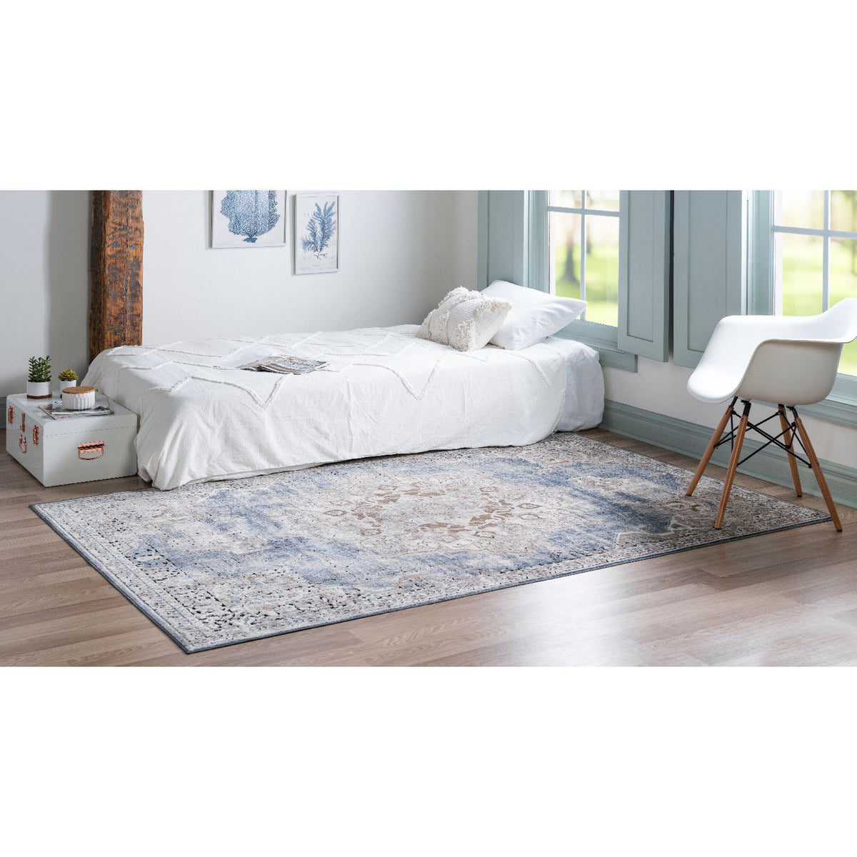 unique loom chateau roosevelt vil001blb navy blue beige rug