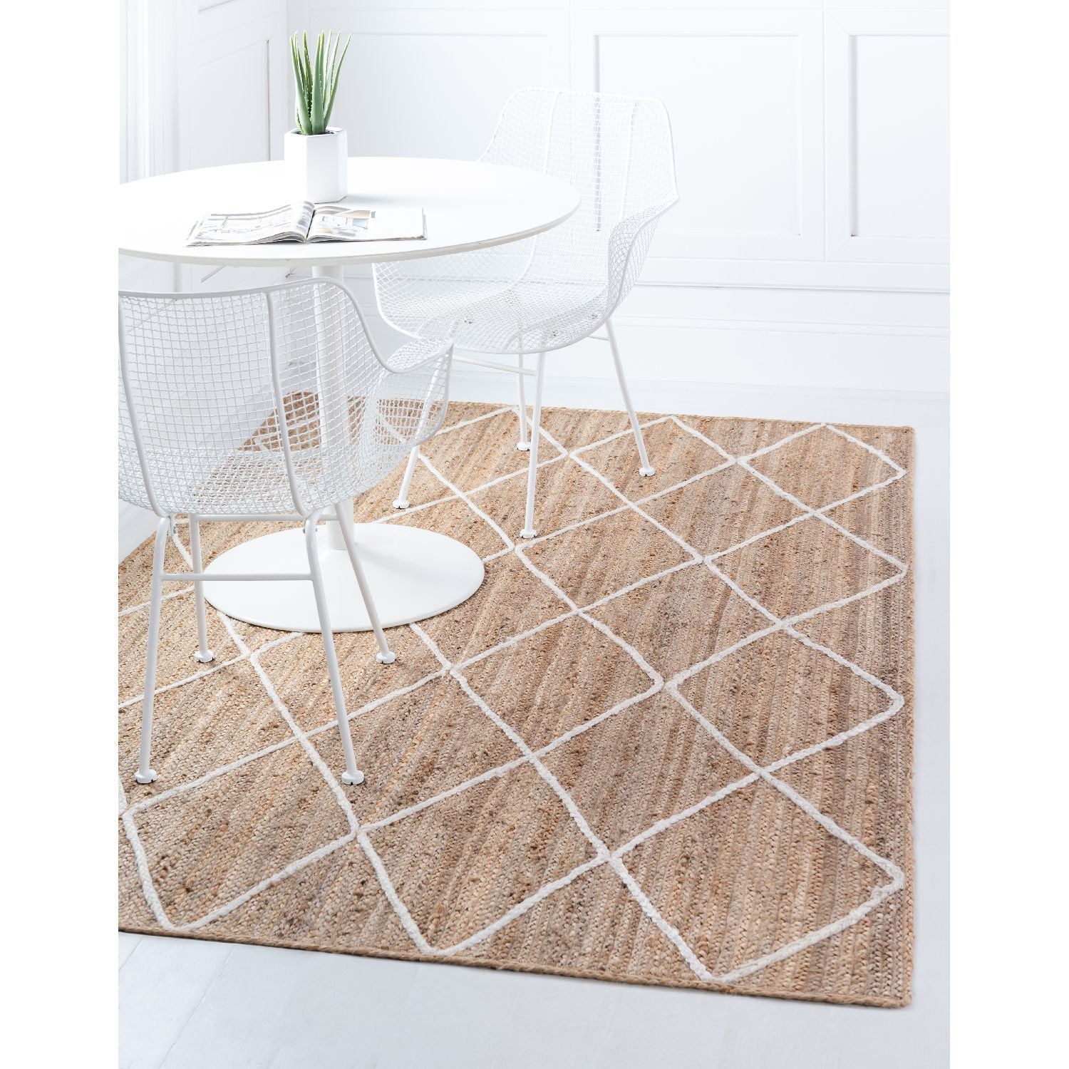Unique Loom Trellis Braided Jute BJT012NIV Natural/Ivory Rug Rugs