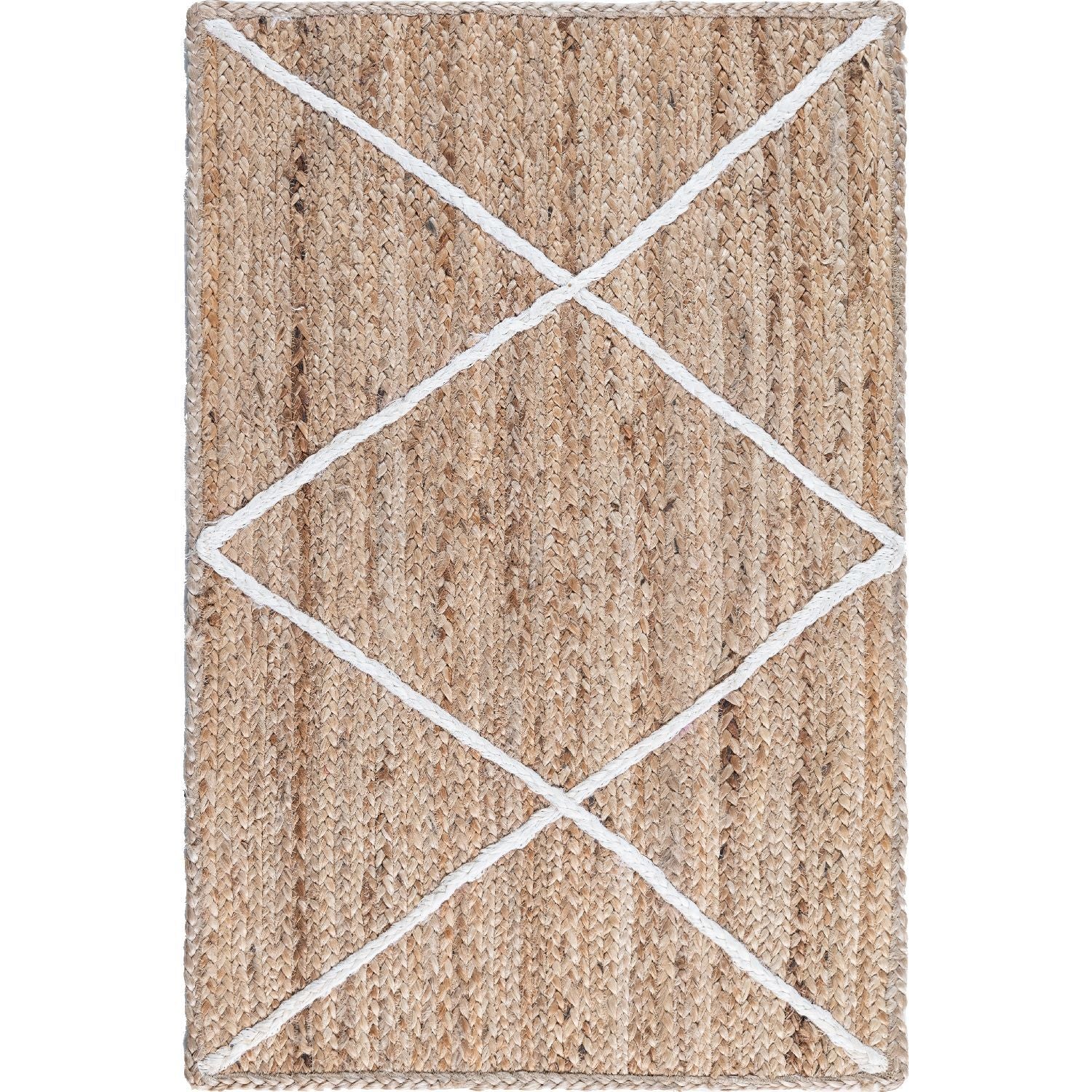 Unique Loom Trellis Braided Jute BJT012NIV Natural/Ivory Rug Rugs