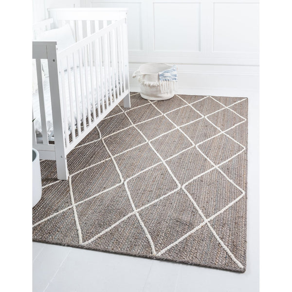 unique loom trellis braided jute bjt012gry gray ivory rug